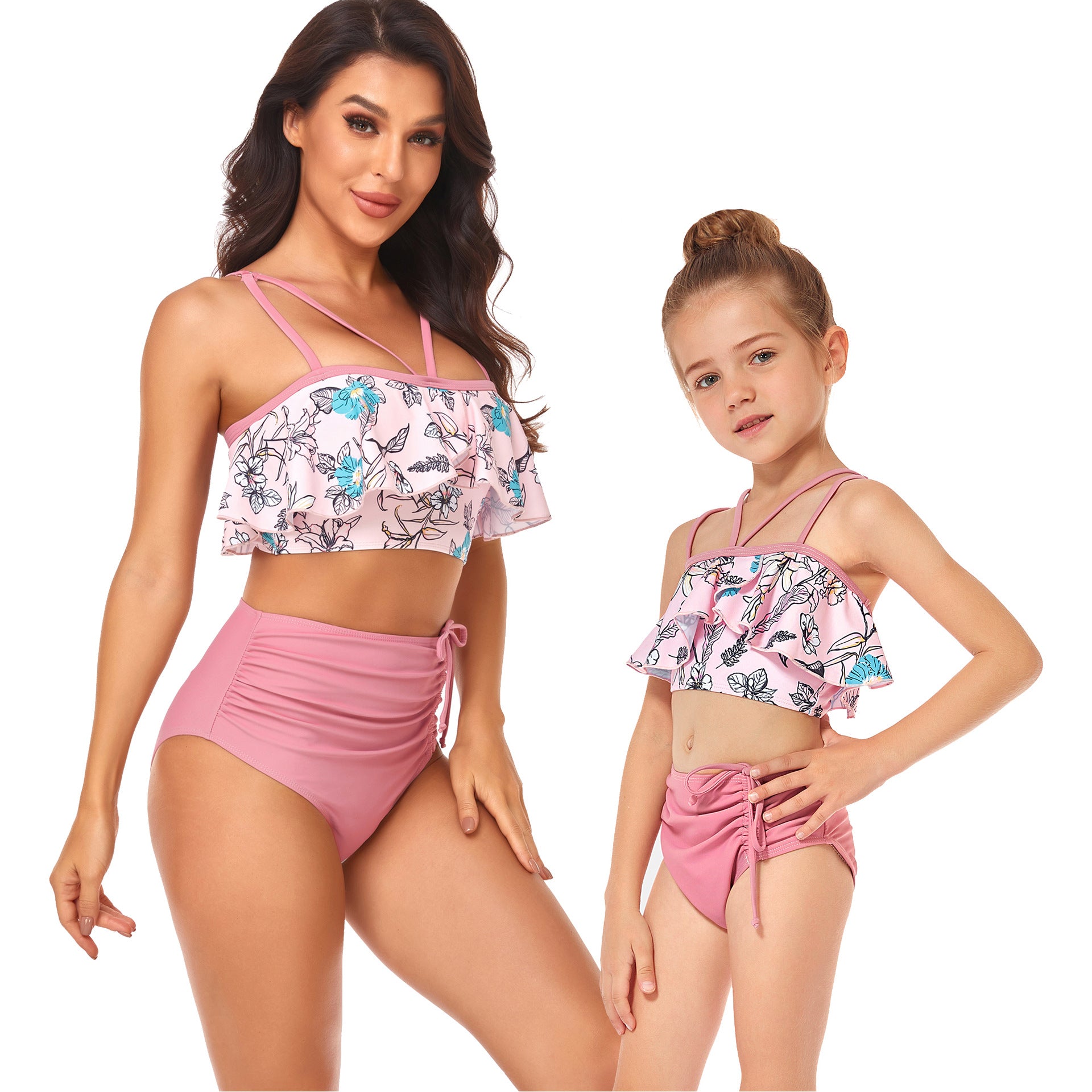 Venta al por mayor Traje de baño de nylon con volantes para padres e hijos